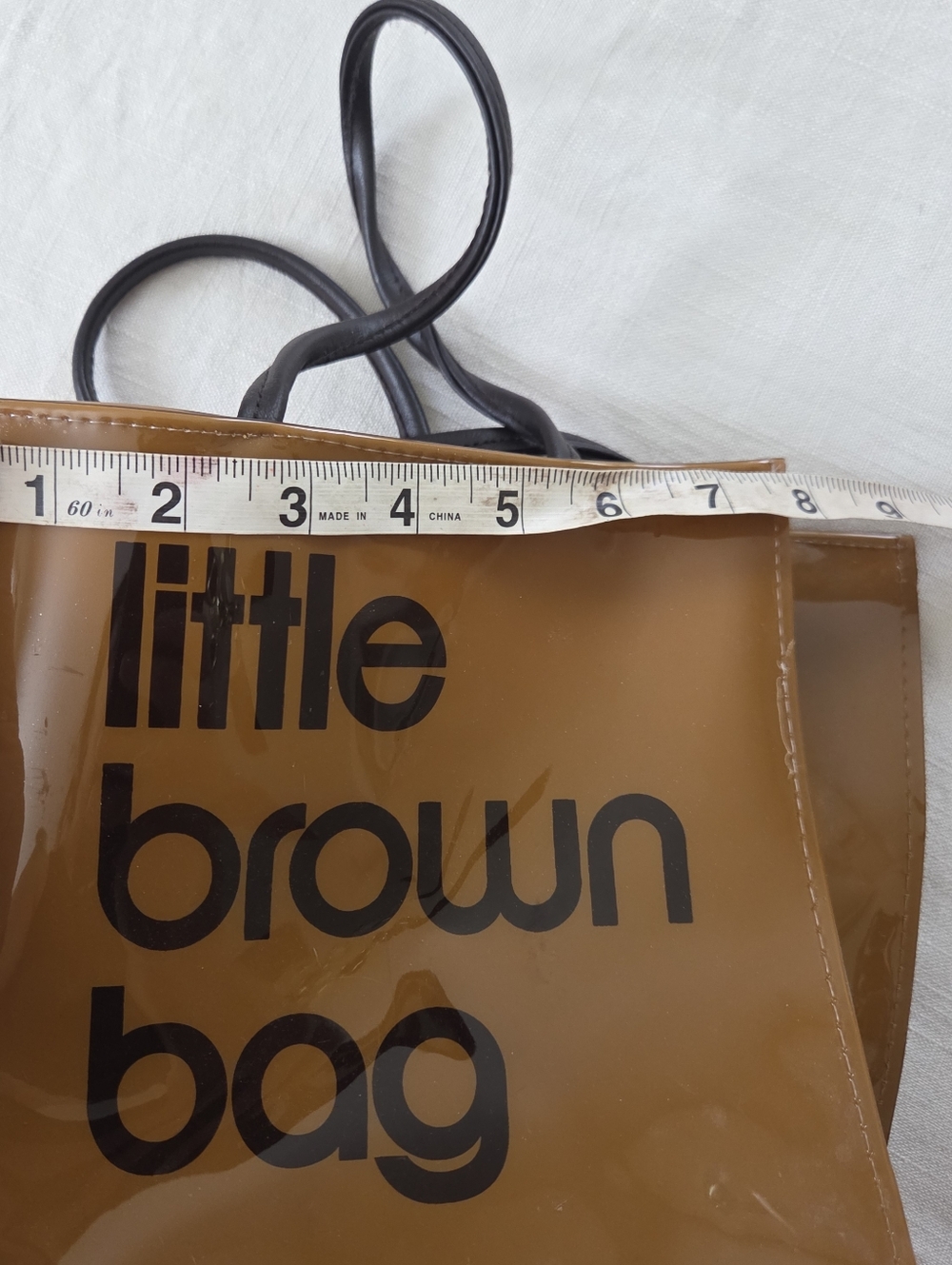 Vintage Bloomingdales Glossy Little Brown Bag Small Tote - Picture 9 of 10